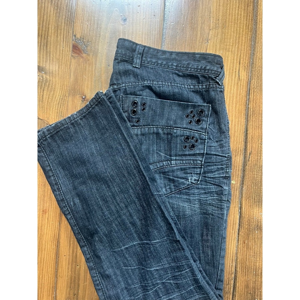 Y2K Born in Los Angeles Mens Dark Wash Straight Leg Jeans GrommetSize 36 - Picture 9 of 10
